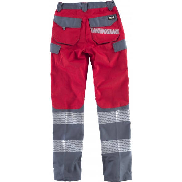Pantalones multibolsillos C2716 Rojo+Gris Oscuro workteam atrás barato
