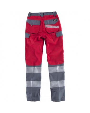 Pantalones multibolsillos C2716 Rojo+Gris Oscuro workteam atrás barato