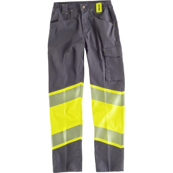 Comprar Pantalon elastico multibolsillos C2718 Gris Oscuro+Amarillo AV workteam delante