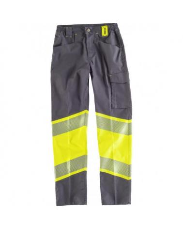 Comprar Pantalon elastico multibolsillos C2718 Gris Oscuro+Amarillo AV workteam delante