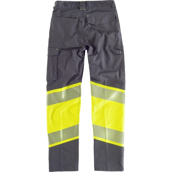 Pantalon elastico multibolsillos C2718 Gris Oscuro+Amarillo AV workteam atrás barato