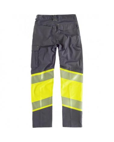 Pantalon elastico multibolsillos C2718 Gris Oscuro+Amarillo AV workteam atrás barato