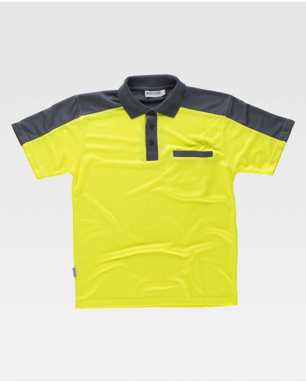 Comprar Polo combinado C2805 Gris+Amarillo AV workteam delante