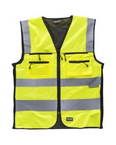 Comprar Chaleco en tejido oxford C2901 Amarillo AV+Negro workteam delante