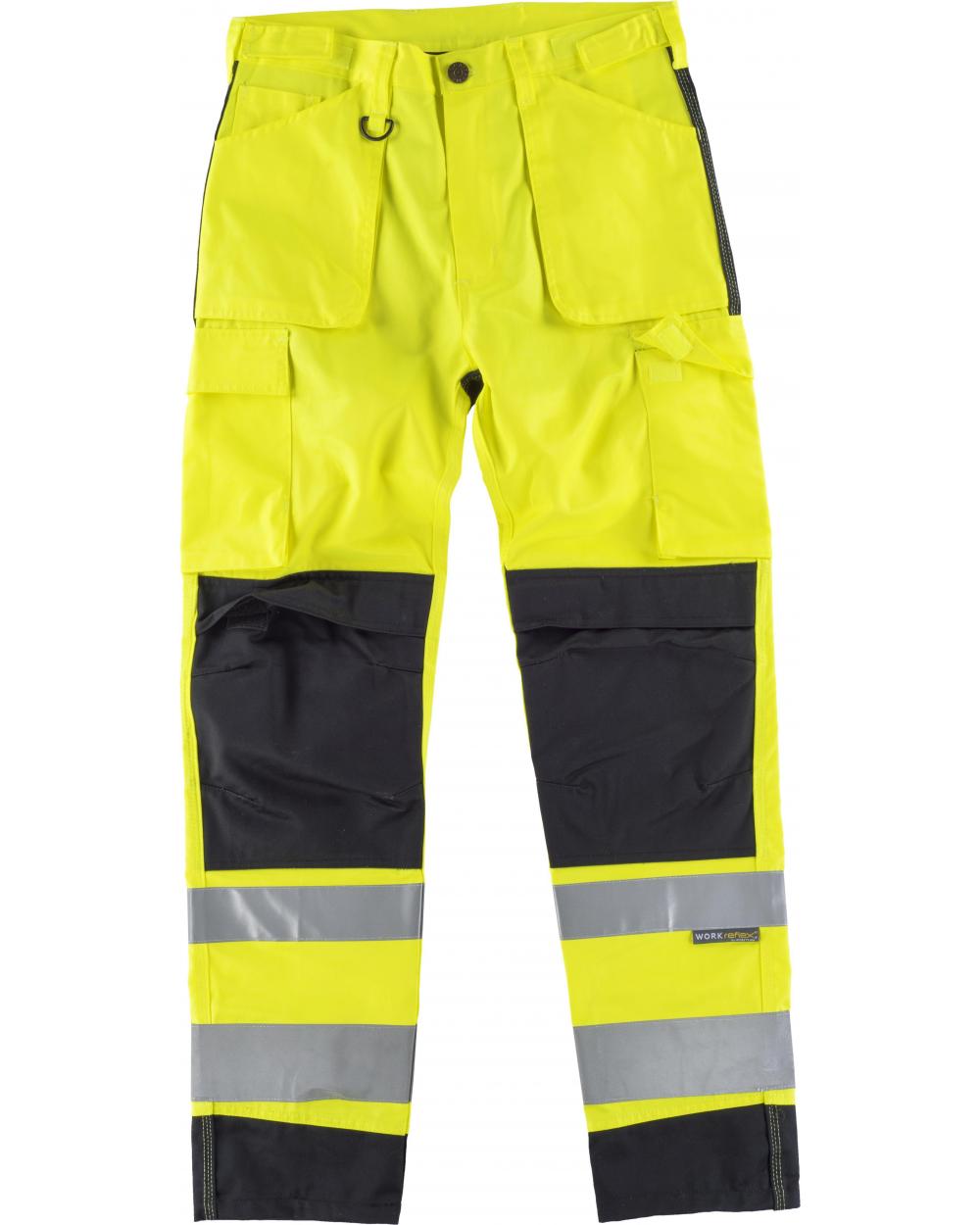 Comprar Pantalon con proteccion rodilleras C2912 Amarillo AV+Negro workteam delante