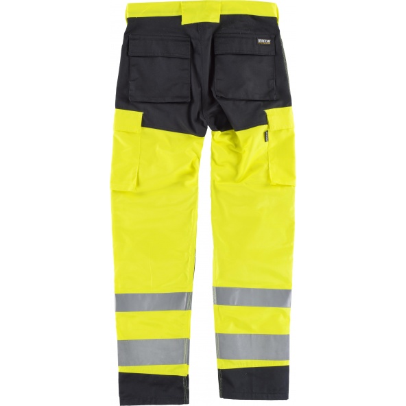 Pantalon con proteccion rodilleras C2912 Amarillo AV+Negro workteam atrás barato