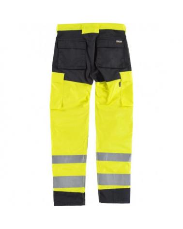 Pantalon con proteccion rodilleras C2912 Amarillo AV+Negro workteam atrás barato