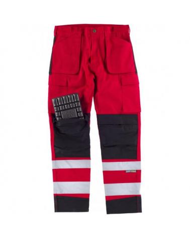 Comprar Pantalon multibolsillos y rodilleras C2913 Rojo+Negro workteam delante