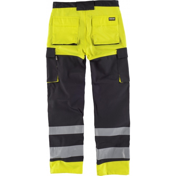 Pantalon multibolsillos y rodilleras C2914 Negro+Amarillo AV workteam atrás barato