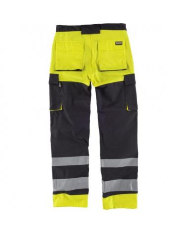 Pantalon multibolsillos y rodilleras C2914 Negro+Amarillo AV workteam atrás barato