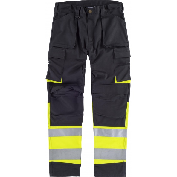 Comprar Pantalon con proteccion rodilleras C2918 Negro+Amarillo AV workteam delante