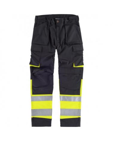 Comprar Pantalon con proteccion rodilleras C2918 Negro+Amarillo AV workteam delante