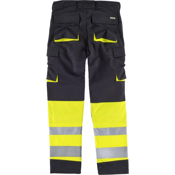 Pantalon con proteccion rodilleras C2918 Negro+Amarillo AV workteam atrás barato