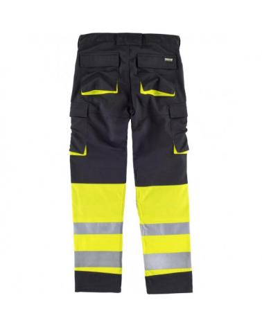 Pantalon con proteccion rodilleras C2918 Negro+Amarillo AV workteam atrás barato
