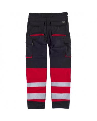 Pantalon multibolsillos y rodilleras C2919 Negro+Rojo workteam atrás barato