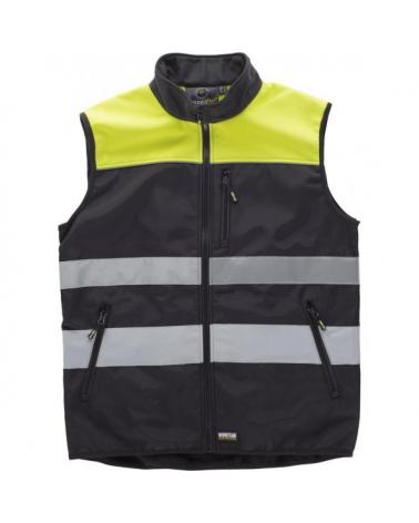 Comprar Chaleco workshell tejido ripstop C2921 Negro+Amarillo AV workteam delante