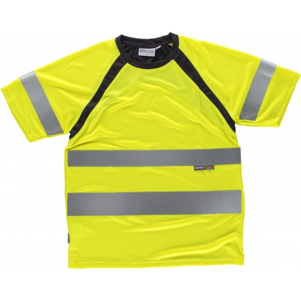 Comprar Camiseta tejido transpirable C2941 Amarillo AV+Negro workteam delante