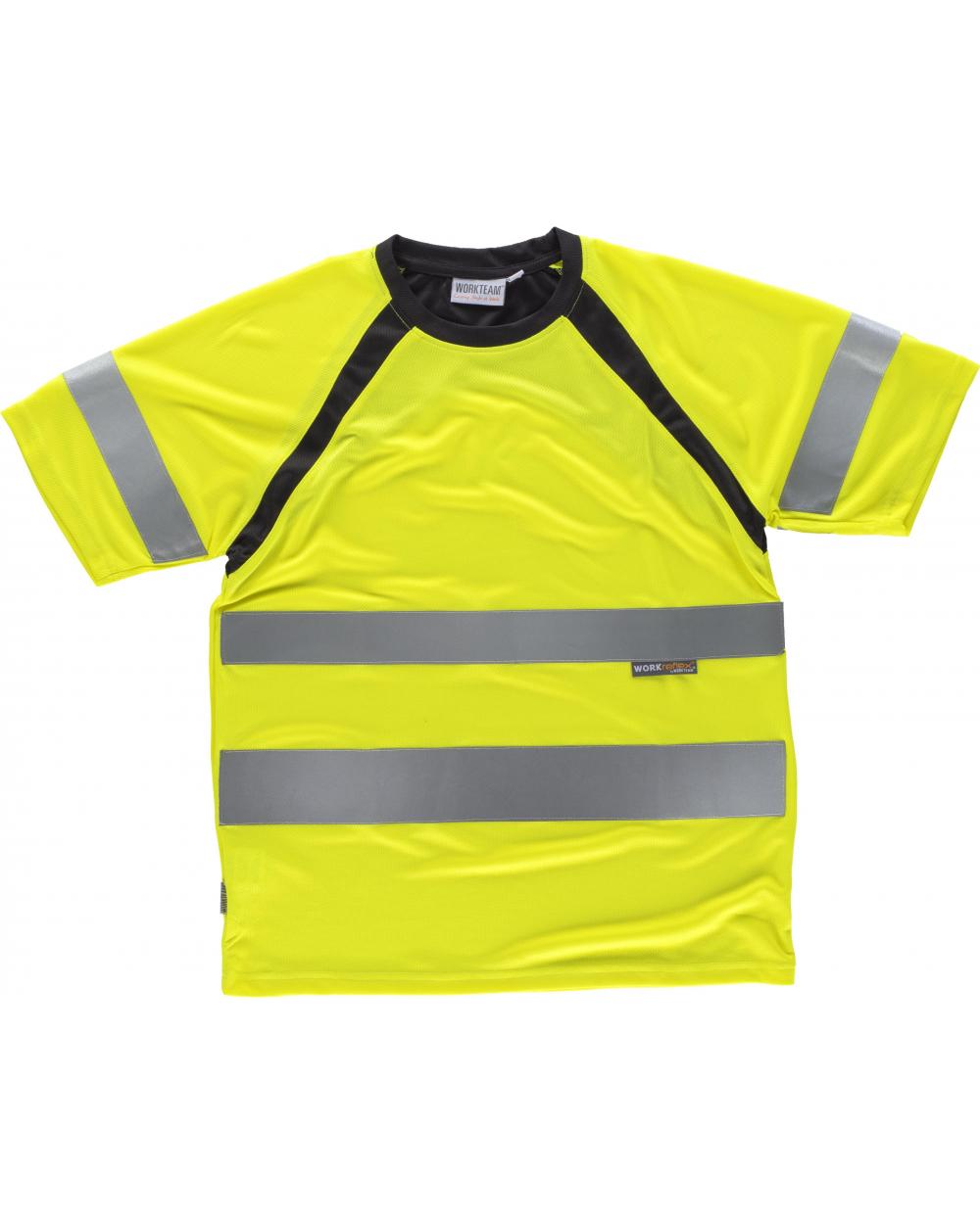 Comprar Camiseta tejido transpirable C2941 Amarillo AV+Negro workteam delante