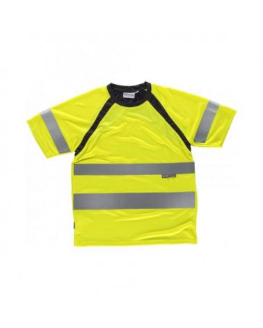 Comprar Camiseta tejido transpirable C2941 Amarillo AV+Negro workteam delante