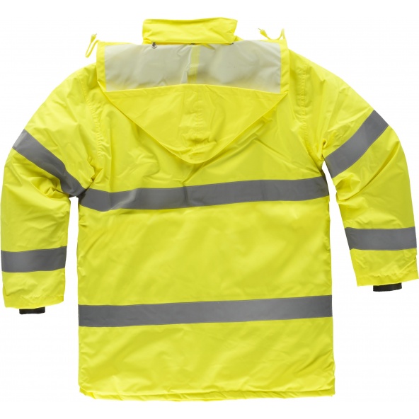 Parka impermeable con capucha C3200 Amarillo AV workteam atrás barato