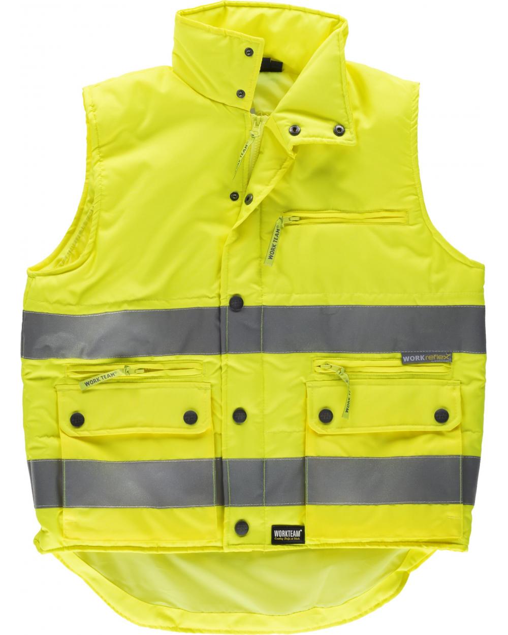 Comprar Chaleco acolchado con tejido oxford C3209 Amarillo AV workteam delante