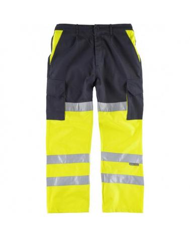 Comprar Pantalon multibolsillos con refuerzos C3214 Marino+Amarillo AV workteam delante