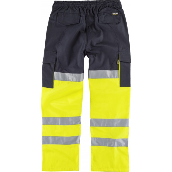 Pantalon multibolsillos con refuerzos C3214 Marino+Amarillo AV workteam atrás barato