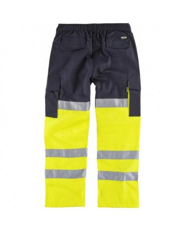 Pantalon multibolsillos con refuerzos C3214 Marino+Amarillo AV workteam atrás barato