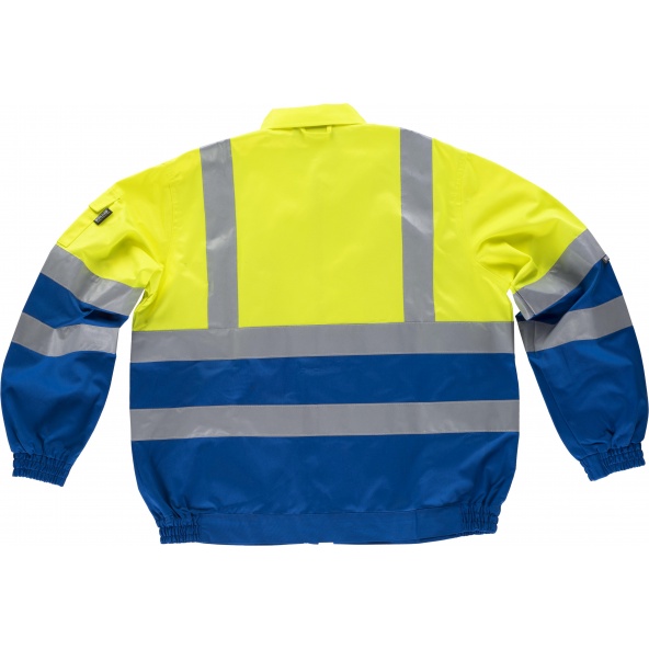 Cazadora con cuello camisero C3311 Azulina+Amarillo AV workteam atrás barato