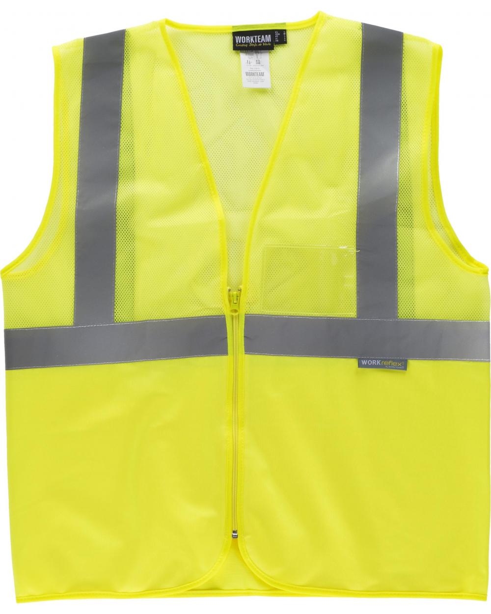 Comprar Chaleco con tejido rejilla y cremallera C3612 Amarillo AV workteam delante