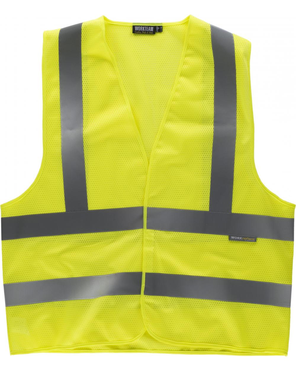 Comprar Chaleco tejido rejilla y velcro C3613 Amarillo AV workteam delante