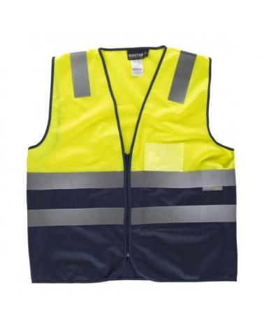 Comprar Chaleco con bolsillo transparente C3615 Amarillo AV+Marino workteam delante