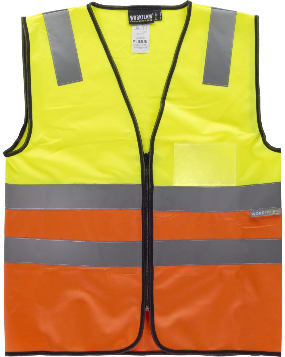 Comprar Chaleco con bolsillo transparente C3616 Amarillo AV+Naranja AV workteam delante