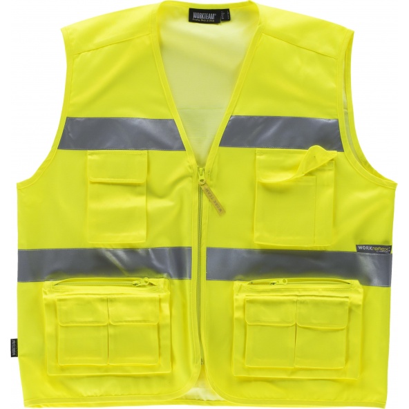 Comprar Chaleco multibolsillos tipo safari C3647 Amarillo AV workteam delante