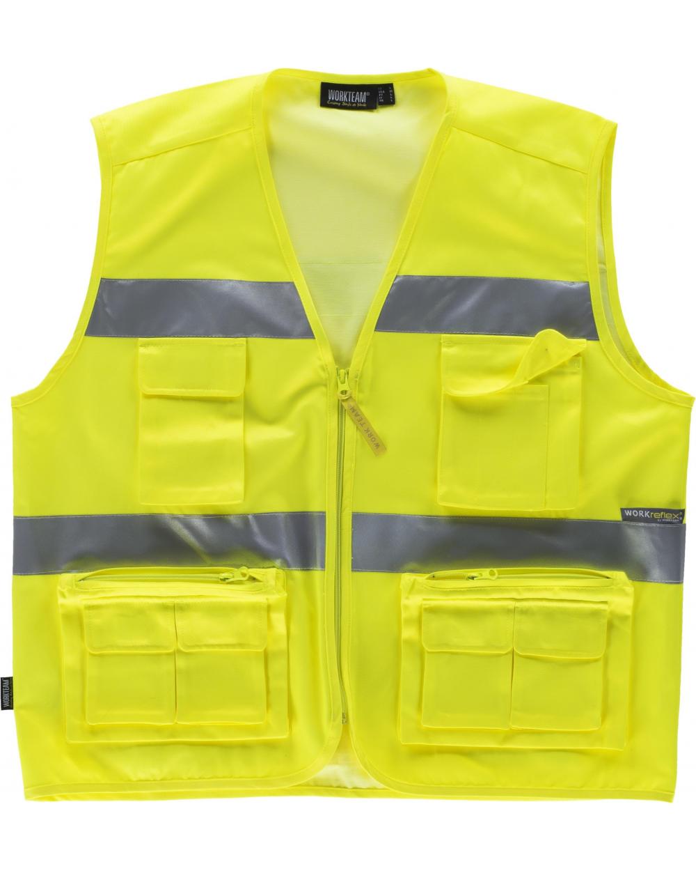 Comprar Chaleco multibolsillos tipo safari C3647 Amarillo AV workteam delante