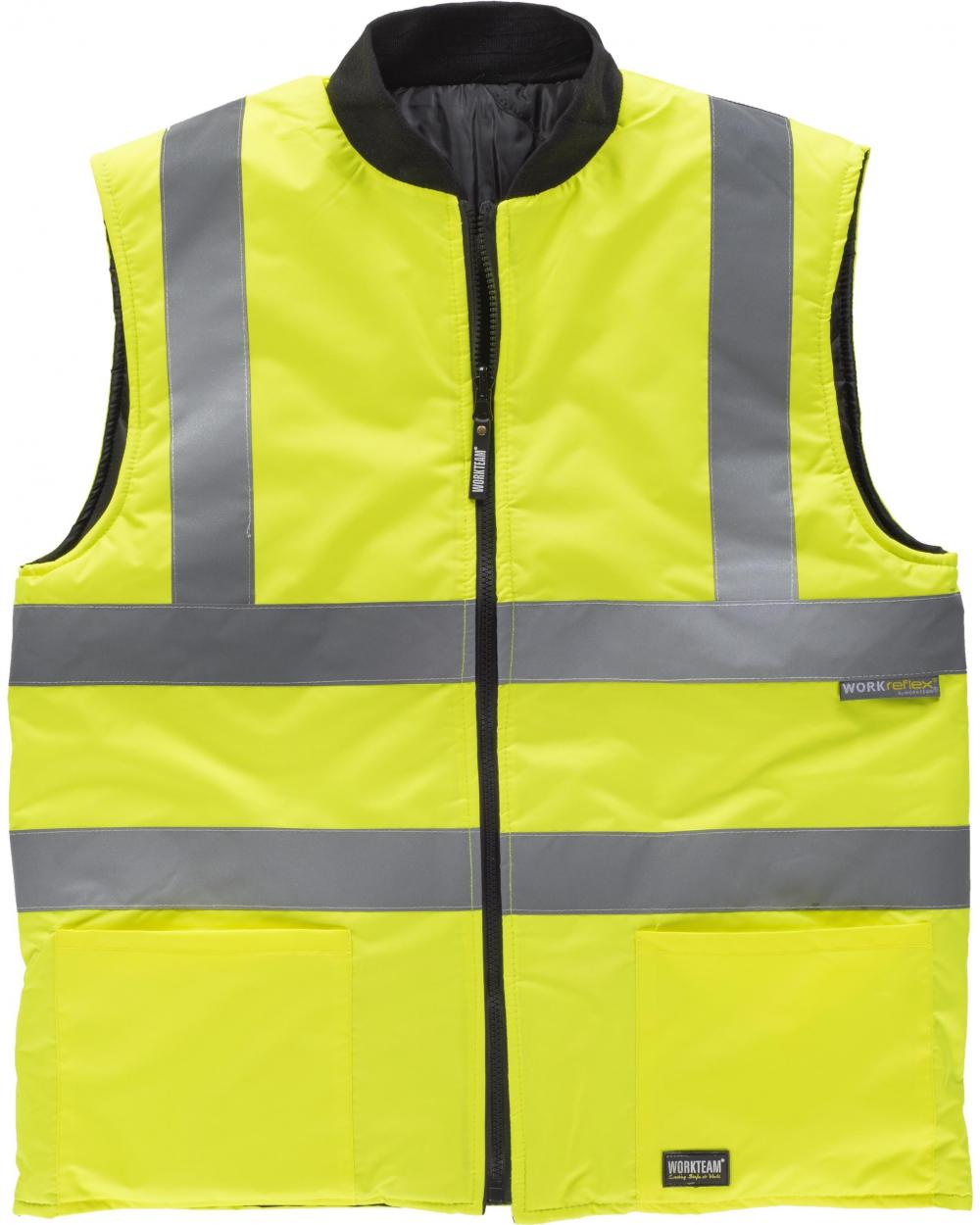 Comprar Chaleco acolchado reversible C3650 Amarillo AV workteam reflectante delante