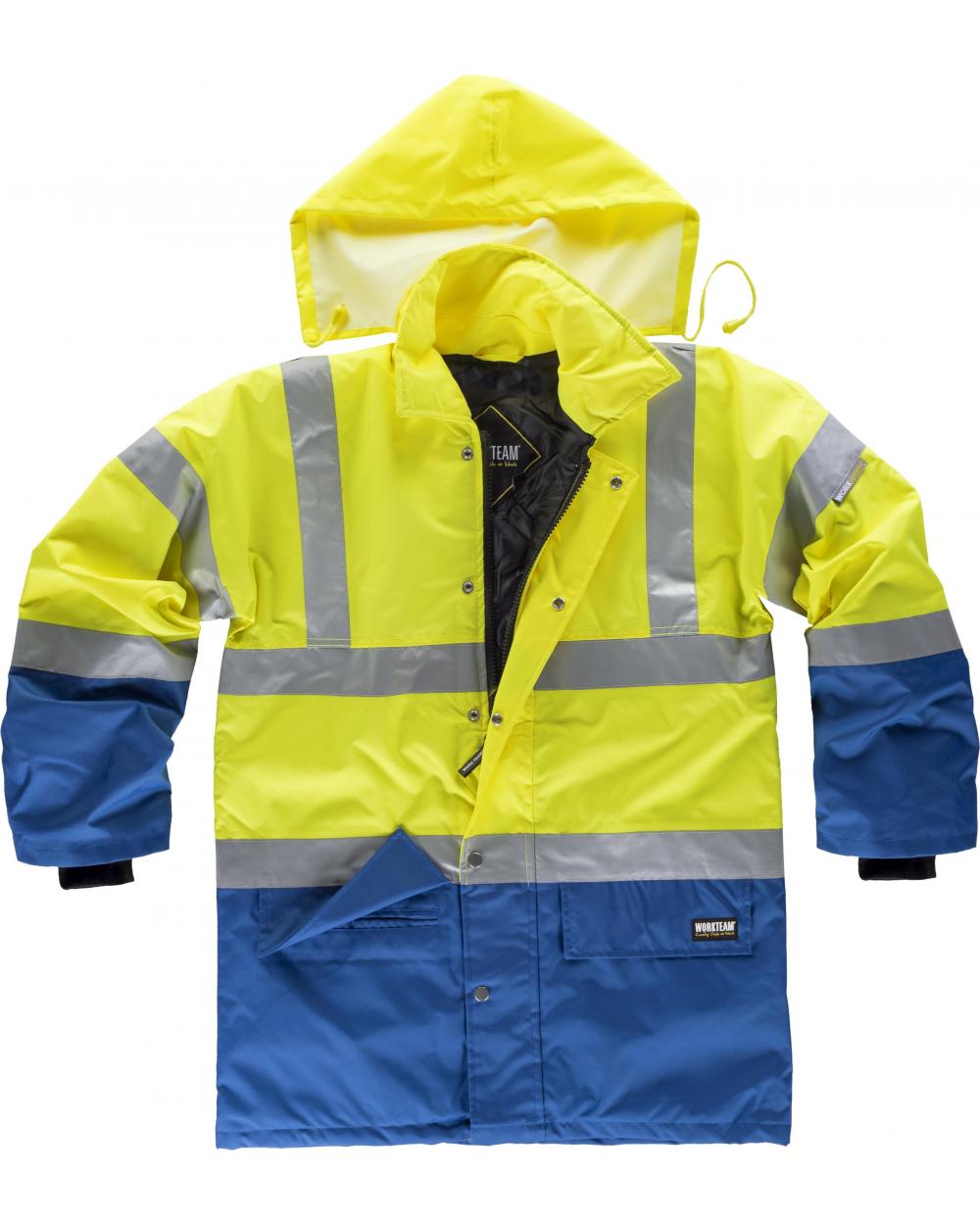 Comprar Parka impermeable ambientes frios C3711 Azulina+Amarillo AV workteam delante