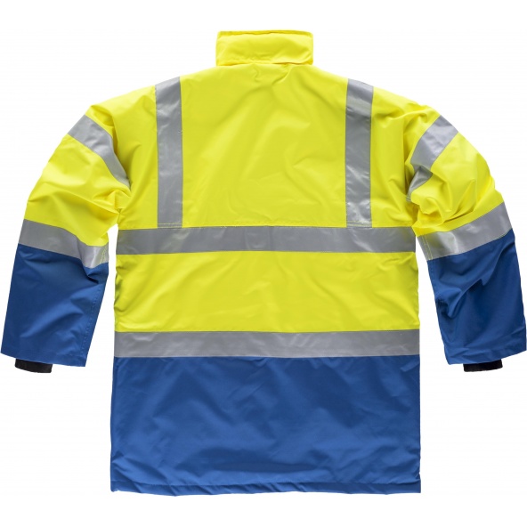 Parka impermeable ambientes frios C3711 Azulina+Amarillo AV workteam atrás barato