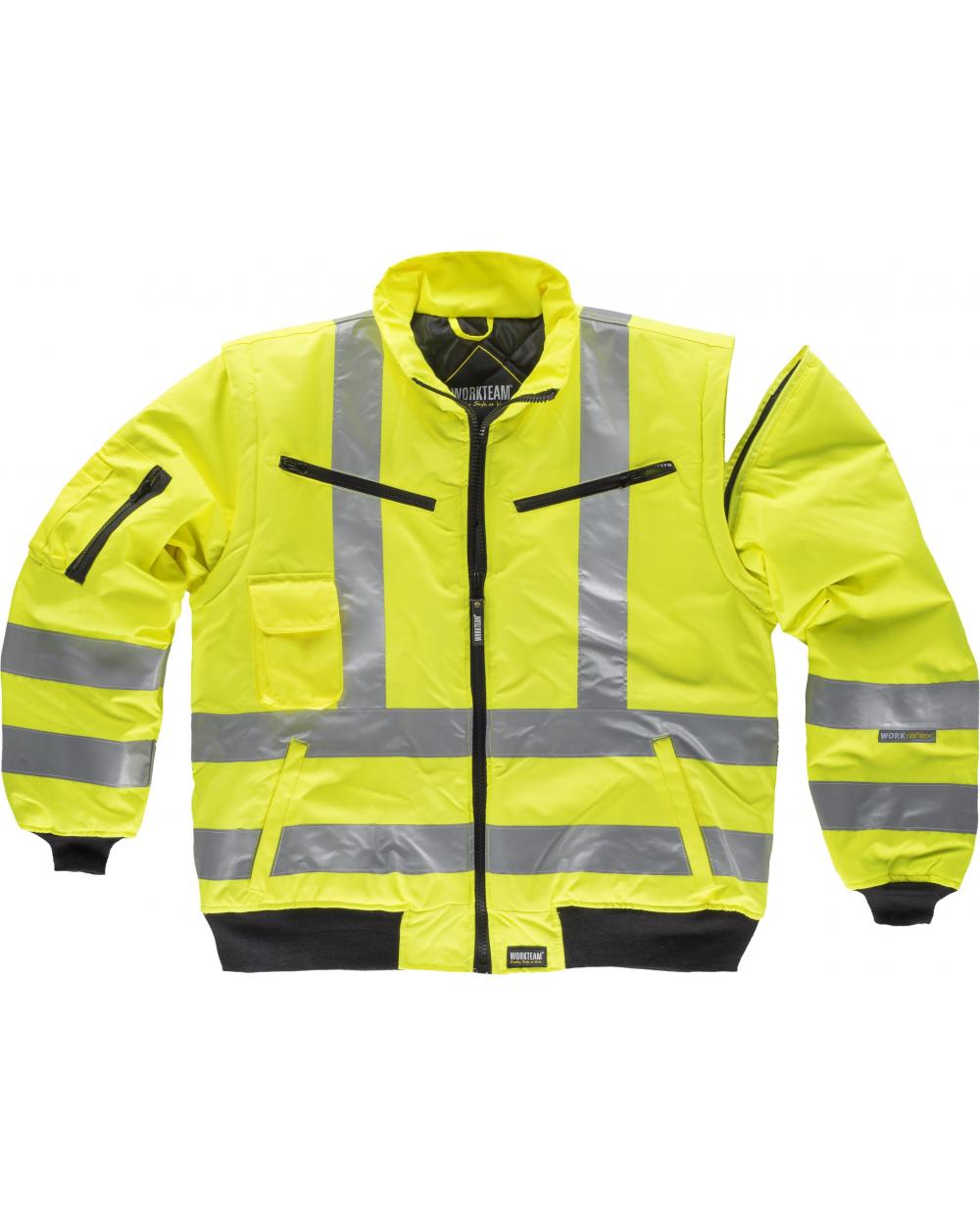 Comprar Cazadora piloto impermeable y desmontable C3720 Amarillo AV workteam delante