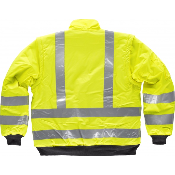 Cazadora piloto impermeable y desmontable C3720 Amarillo AV workteam atrás barato