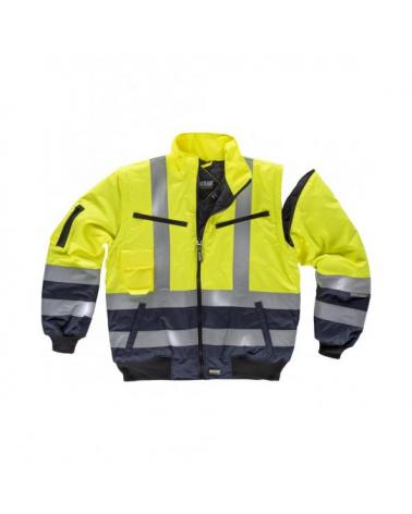 Comprar Cazadora piloto impermeable y desmontable C3730 (hasta 4XL) Amarillo AV+Marino workteam delante