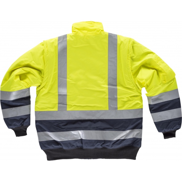 Cazadora piloto impermeable y desmontable C3730 (hasta 4XL) Amarillo AV+Marino workteam atrás barato