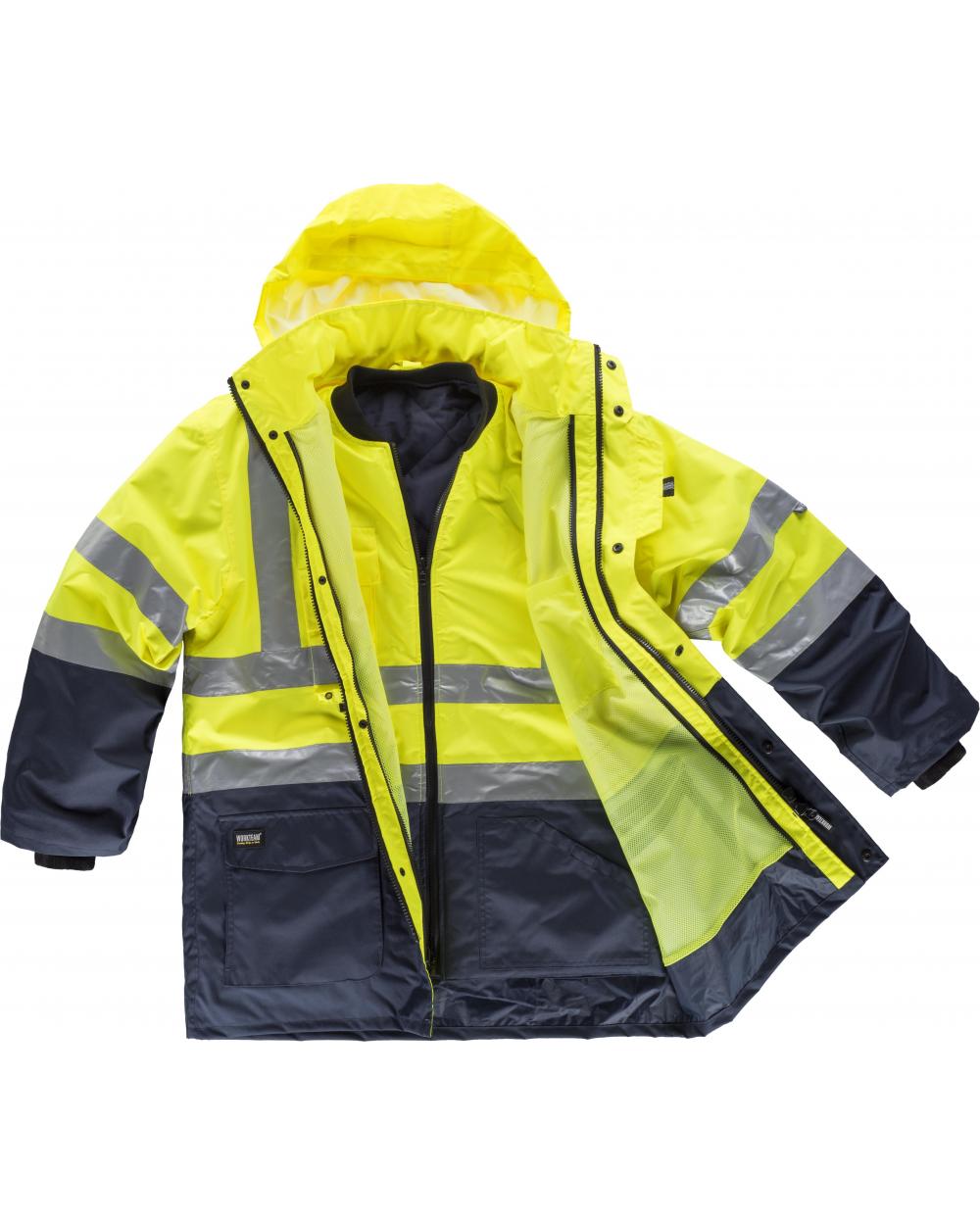 Comprar Parka impermeable C3735 5 prendas en 1 Marino+Amarillo AV workteam reflectante delante