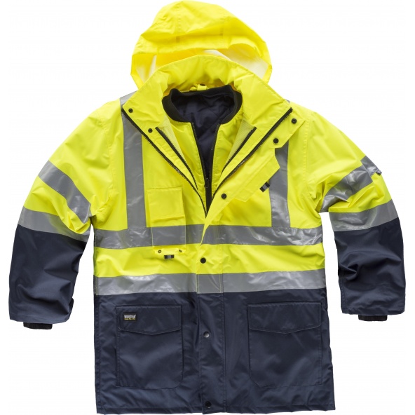 Parka impermeable C3735 5 prendas en 1 Marino+Amarillo AV workteam reflectante zoom adelante