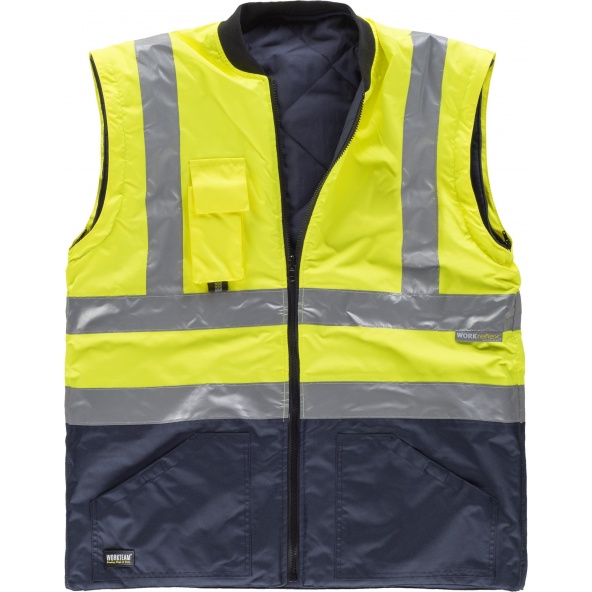 Parka impermeable C3735 5 prendas en 1 Marino+Amarillo AV workteam reflectante atrás