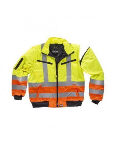 Comprar Cazadora piloto impermeable y desmontable C3736 Amarillo AV+Naranja AV workteam delante