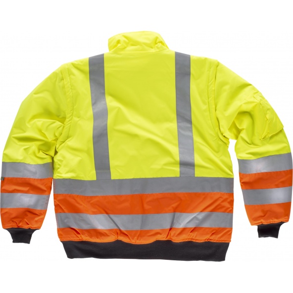 Cazadora piloto impermeable y desmontable C3736 Amarillo AV+Naranja AV workteam atrás barato