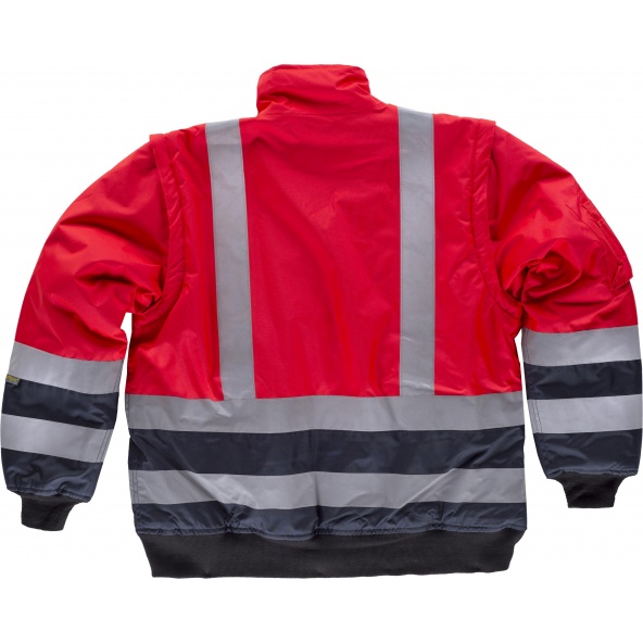 Cazadora piloto impermeable y desmontable C3737 Rojo AV+Marino workteam atrás barato