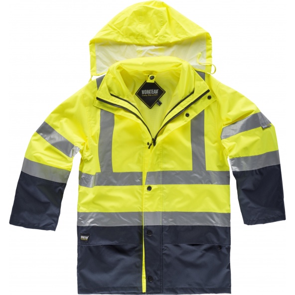 Parka C3745 + Workshell desmontable 4 prendas en 1 Marino+Amarillo AV workteam