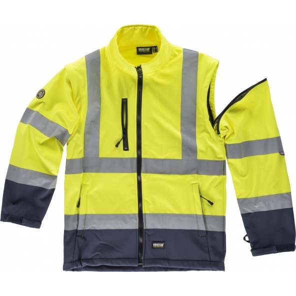 Parka C3745 + Workshell desmontable 4 prendas en 1 Marino+Amarillo AV workteam reflectante